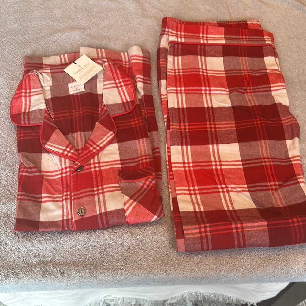 Hearth & Hand Red and White Pajama Set Cozy Flannel
